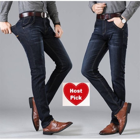 Dark Blue Stretch Jeans Straight Leg for Men Wear them to work or relax at home - Picture 1 of 6